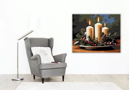 Gyertyafényes Ünnepi Varázs - számfestő készlet - Számfestő.hu - 40×50cm - keretre feszítve