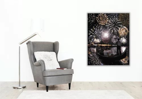 Romantikus tüzijáték - számfestő készlet - Számfestő.hu - 80×100cm - keret nélkül