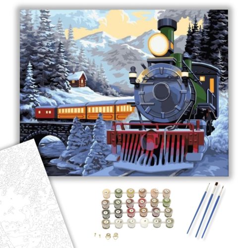 Havas vonat - számfestő készlet - Számfestő.hu - 80×100cm - keret nélkül