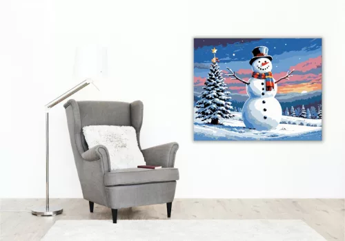 Mosolygó Téli Vidámság - számfestő készlet - Számfestő.hu - 60×70cm - keret nélkül