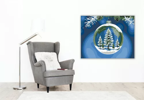 Hófedte Erdő Üveggömbben - számfestő készlet - Számfestő.hu - 50×60cm - keret nélkül