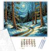 Csillagfényes Téli Erdő - számfestő készlet - Számfestő.hu - 80×100cm - keretre feszítve