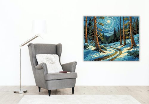 Csillagfényes Téli Erdő - számfestő készlet - Számfestő.hu - 80×100cm - keret nélkül