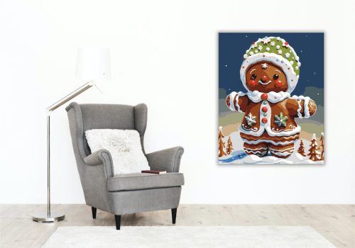 Mézeskalács Téli Mosoly - számfestő készlet - Számfestő.hu - 80×100cm - keretre feszítve