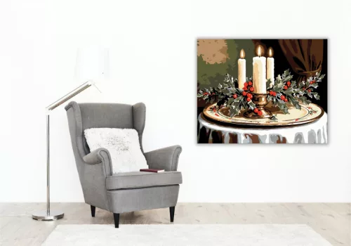 Gyertyafény és Magyal Hangulat - számfestő készlet - Számfestő.hu - 80×100cm - keretre feszítve