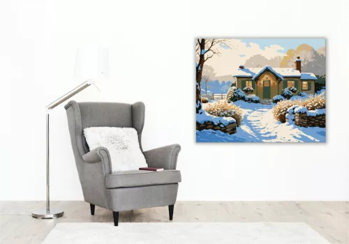 Havas Téli Menedék - számfestő készlet - Számfestő.hu - 80×100cm - keret nélkül