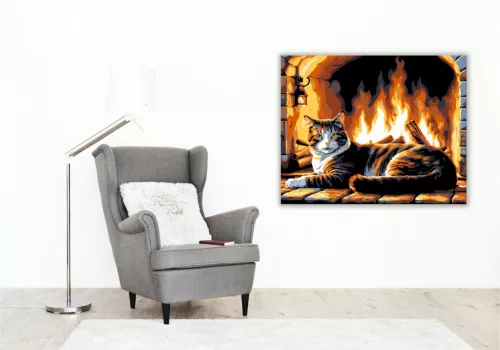 Kandalló Melege - számfestő készlet - Számfestő.hu - 40×50cm - keretre feszítve