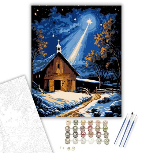 Csillagfényes Téli Éj – számfestő készlet - Számfestő.hu - 40×50cm - keret nélkül