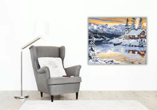 Havas házikó - számfestő készlet - Számfestő.hu - 80×100cm - keret nélkül