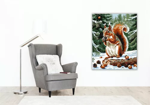 Téli Erdei Kalandozás - számfestő készlet - Számfestő.hu - 40×50cm - keretre feszítve