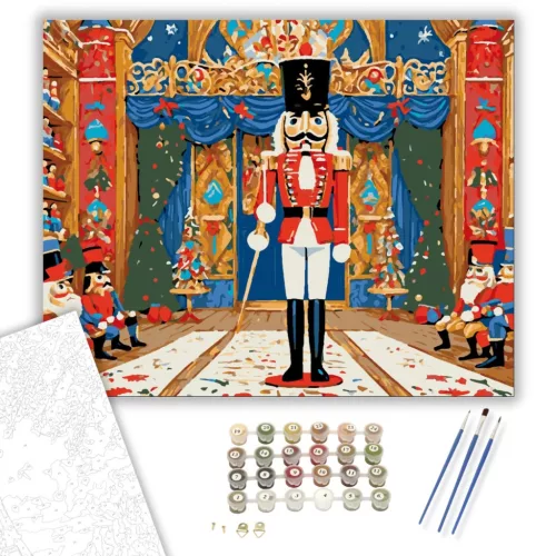 Diótörő Ünnepi Harmónia - számfestő készlet - Számfestő.hu - 60×70cm - keretre feszítve