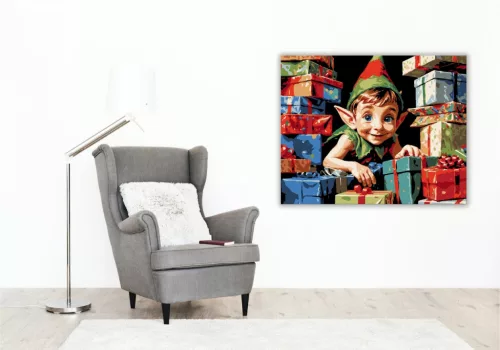 Vidám Manó Ünnepi Kaland - számfestő készlet - Számfestő.hu - 50×60cm - keretre feszítve