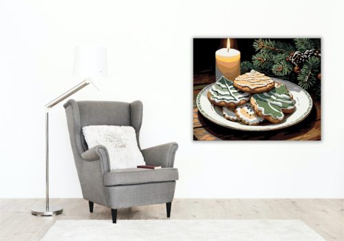 Gyertyafényes Ünnepi Édességek - számfestő készlet - Számfestő.hu - 40×50cm - keretre feszítve