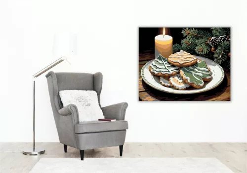 Gyertyafényes Ünnepi Édességek - számfestő készlet - Számfestő.hu - 60×70cm - keret nélkül