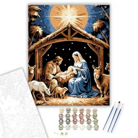 Szent Éjszaka Ragyogása - számfestő készlet - Számfestő.hu - 40×50cm - keret nélkül