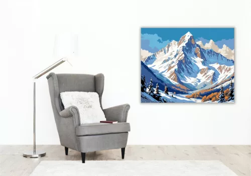 Hegyi Csúcsok Nyugalma - számfestő készlet - Számfestő.hu - 40×50cm - keret nélkül