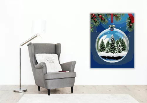 Téli Csillámló Erdő - számfestő készlet - Számfestő.hu - 40×50cm - keretre feszítve