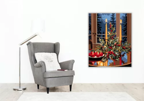 Gyertyafényes Ünnepi Harmónia - számfestő készlet - Számfestő.hu - 80×100cm - keret nélkül