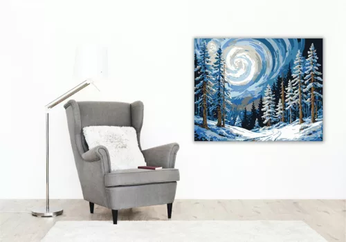 Forgó Téli Éjszaka - számfestő készlet - Számfestő.hu - 80×100cm - keretre feszítve