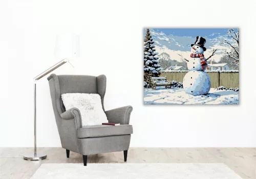 Hóember Mosolya az Álmok Udvarán - számfestő készlet - Számfestő.hu - 40×50cm - keret nélkül