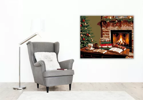 Kandalló Melletti Meghittség - számfestő készlet - Számfestő.hu - 50×60cm - keret nélkül