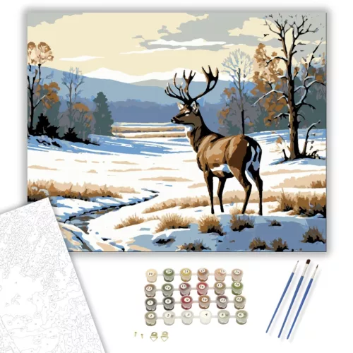 Téli Nyugalom Szarvasa - számfestő készlet - Számfestő.hu - 50×60cm - keret nélkül