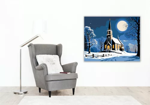 Holdfényes Téli Áhítat - számfestő készlet - Számfestő.hu - 50×60cm - keret nélkül