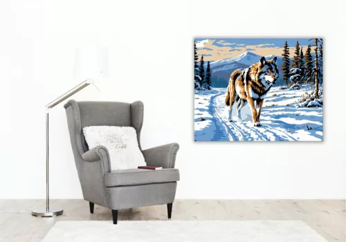 Téli Farkas Vándorlás - számfestő készlet - Számfestő.hu - 80×100cm - keret nélkül