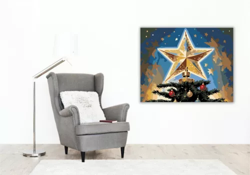 Csillagos Ünnepi Ragyogás - számfestő készlet - Számfestő.hu - 40×50cm - keretre feszítve