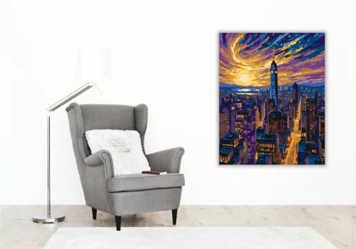 Városi Csillagfény Éjszakája - számfestő készlet - Számfestő.hu - 40×50cm - keretre feszítve