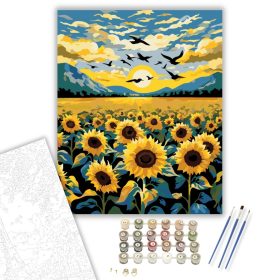 Napraforgó Mező Harmóniája - számfestő készlet - Számfestő.hu - 40×50cm - keret nélkül