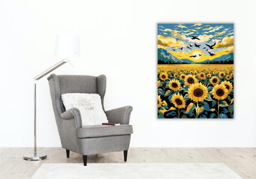 Napraforgó Mező Harmóniája - számfestő készlet - Számfestő.hu - 40×50cm - keret nélkül