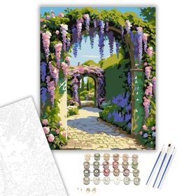 Virágos Kertkapu Álom - számfestő készlet - Számfestő.hu - 40×50cm - keret nélkül