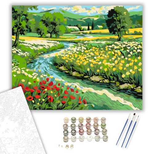 Virágzó Rét Harmóniája - számfestő készlet - Számfestő.hu - 40×50cm - keret nélkül