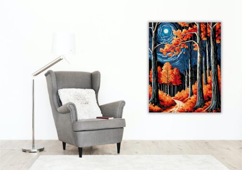 Őszi Erdő Fényei - számfestő készlet - Számfestő.hu - 40×50cm - keret nélkül