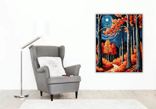 Őszi Erdő Fényei - számfestő készlet - Számfestő.hu - 80×100cm - keret nélkül