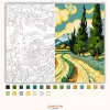 Ciprusok és Hegyek Harmóniája - számfestő készlet - Számfestő.hu - 50×60cm - Keret nélkül