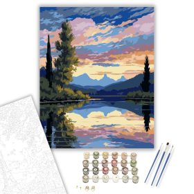 Tükröződő Hegyek Harmóniája - számfestő készlet - Számfestő.hu - 40×50cm - keret nélkül