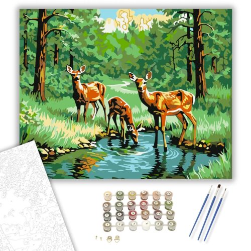 Erdei Őzek Nyugalma - számfestő készlet - Számfestő.hu - 40×50cm - keret nélkül