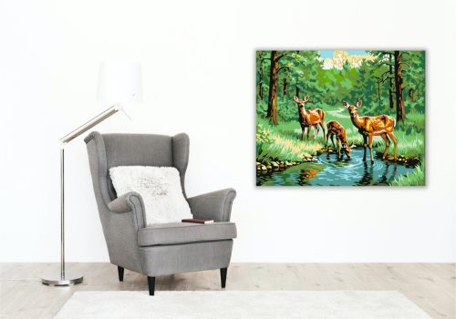Erdei Őzek Nyugalma - számfestő készlet - Számfestő.hu - 40×50cm - keretre feszítve