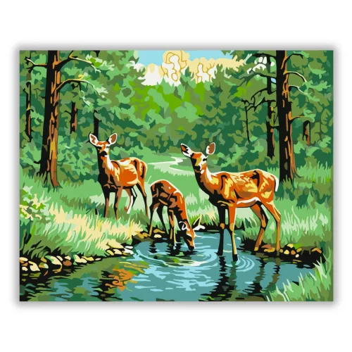 Erdei Őzek Nyugalma - számfestő készlet - Számfestő.hu - 40×50cm - Keret nélkül