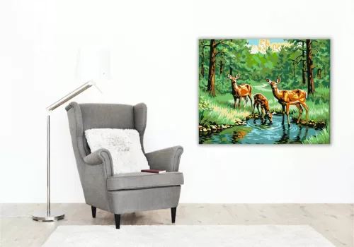 Erdei Őzek Nyugalma - számfestő készlet - Számfestő.hu - 40×50cm - Keret nélkül