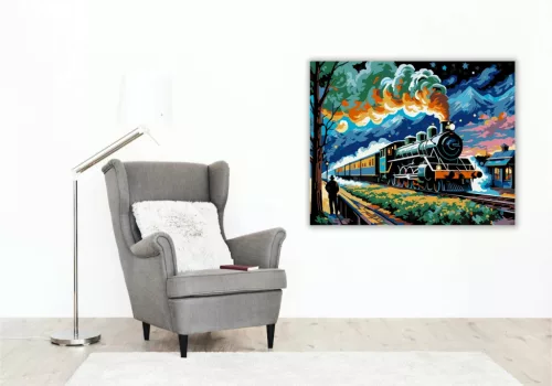 Éjszakai Vonat Lendülete - számfestő készlet - Számfestő.hu - 40×50cm - Keretre feszítve