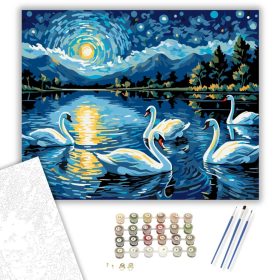 Éjszakai Hattyúk Tánca - számfestő készlet - Számfestő.hu - 40×50cm - keret nélkül