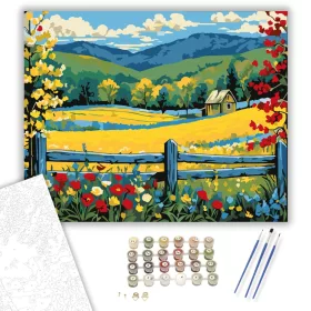 Tavaszi Táj Harmóniája - számfestő készlet - Számfestő.hu - 40×50cm - keret nélkül