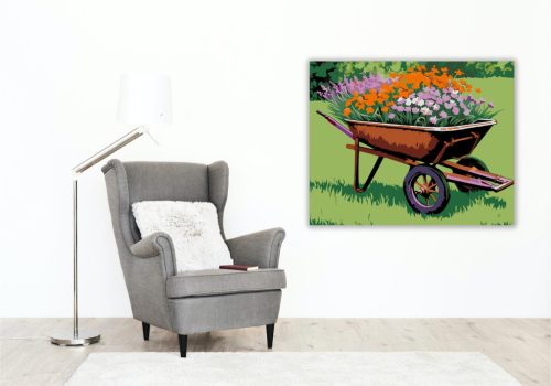 Virágos Taliga Harmóniája - számfestő készlet - Számfestő.hu - 60×70cm - keret nélkül