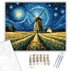 Éjjeli Szélmalom Harmóniája - számfestő készlet - Számfestő.hu - 40×50cm - keret nélkül