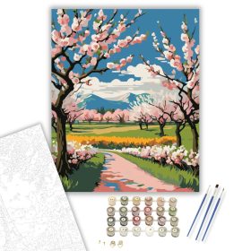 Virágzó Tavaszi Út - számfestő készlet - Számfestő.hu - 40×50cm - keret nélkül