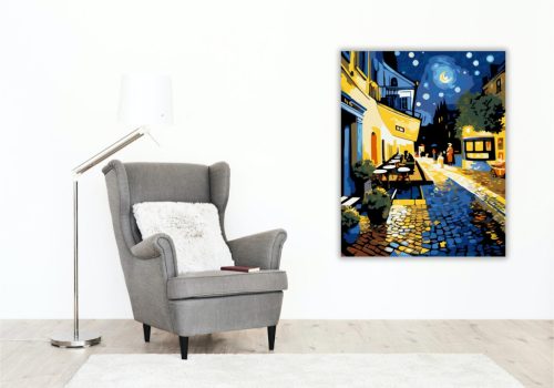 Éjszakai Terasz Hangulata - számfestő készlet - Számfestő.hu - 50×60cm - keretre feszítve