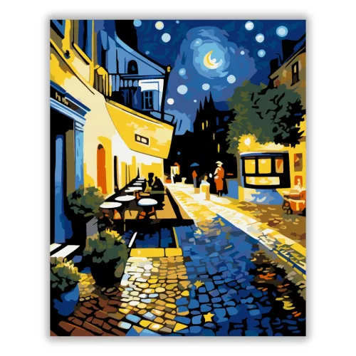 Éjszakai Terasz Hangulata - számfestő készlet - Számfestő.hu - 40×50cm - Keret nélkül